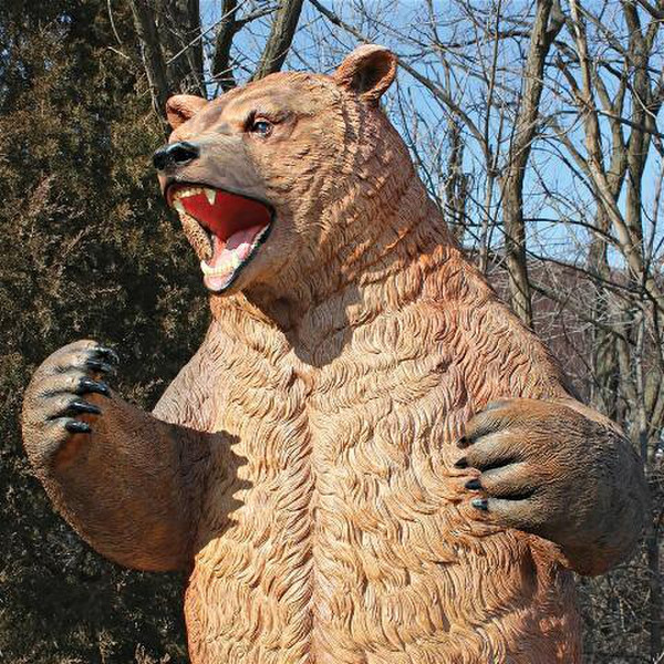 Sculptures Growling Grizzly Bear Life Size Statue Giant Roaring Realistically